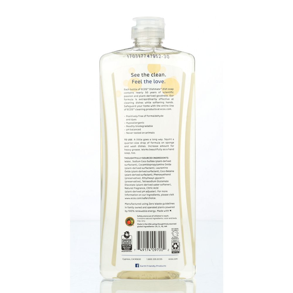 EARTH FRIENDLY: Ecos Dishmate Dish Liquid Almond, 25 oz